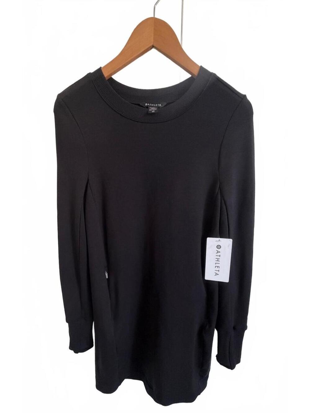 Athleta Long Sleeve Crewneck Sweatshirt, Black, Size XS — NWT